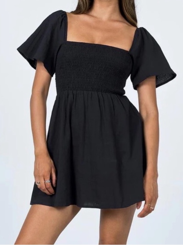 Princess Polly Black Smocked Mini Dress